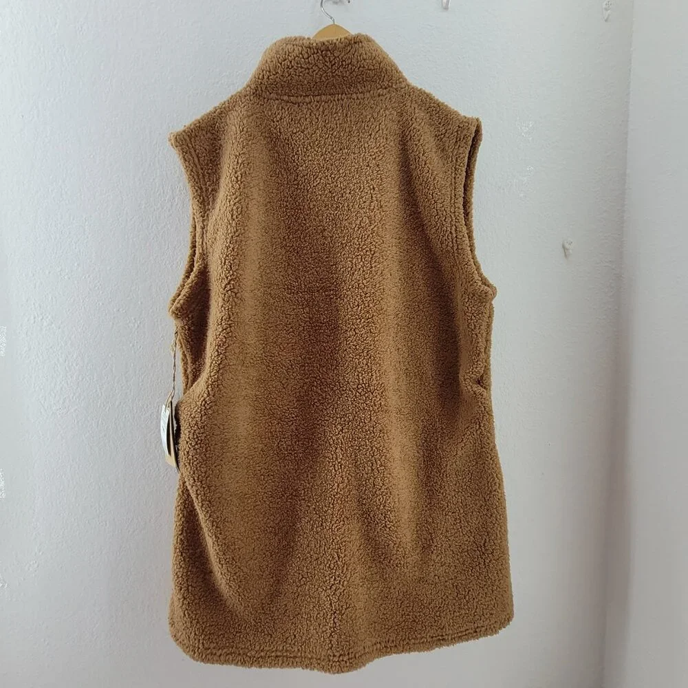 Stillwater Supply Fleece Vest Womens 2XL Caramel Brown Full Zip Soft Pockets NEW - Picture 2 of 16